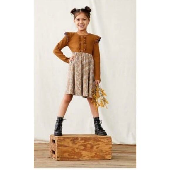 Matilda Jane Just Imagine Clio Knit Ditsy Floral Dress Girl's Size 6 Fall Color - Picture 1 of 8